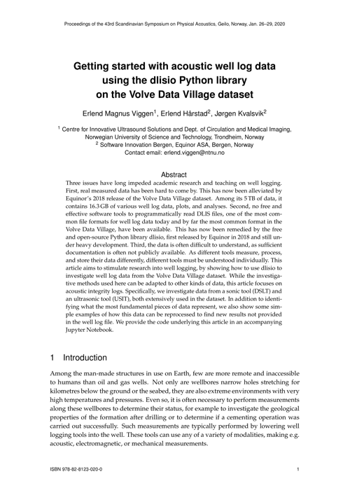 The front page of our article on well log data